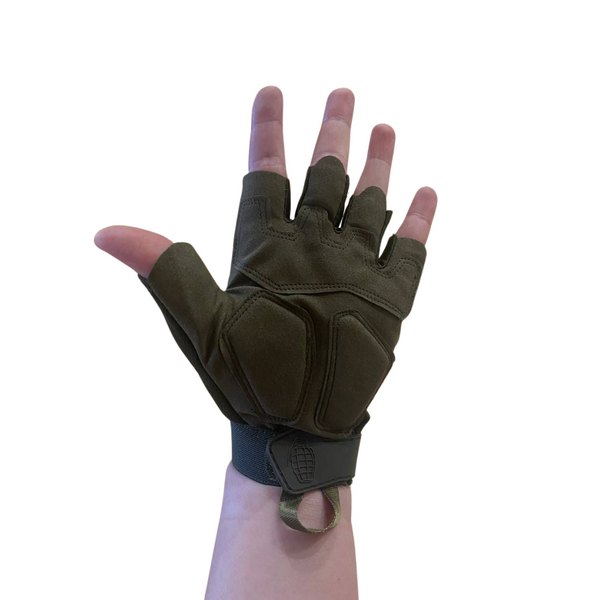 Рукавички тактичні безпалі з армуванням KOMBAT UK Alpha Fingerless Tactical Gloves kb-aftg-olgr фото